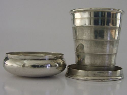 Novelty American Solid Sterling Silver Collapsible Cup Hunting Shooting C1910