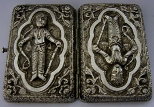Beautiful Indian Solid Silver Cigarette Cheroot Case C1890 Antique 96g