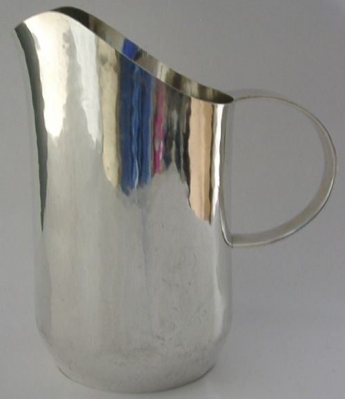 Large 498g Sterling Silver Water Cocktail Bar Jug 1960 Modernist Retro Hand Made