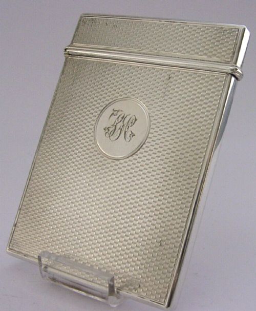 Stunning Early Victorian Sterling Silver Card Case 1865 Antique Engine Turned
