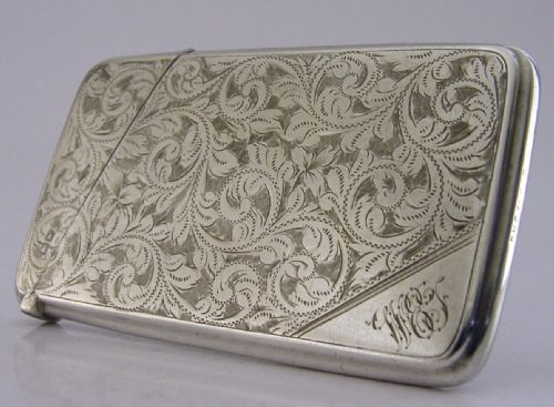Beautiful English Solid Silver Callling Card Case 1922 Antique 52g Chester