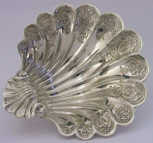 Heavy 164g English Sterling Silver Shell Dish 1930 Naturalistic Stunning