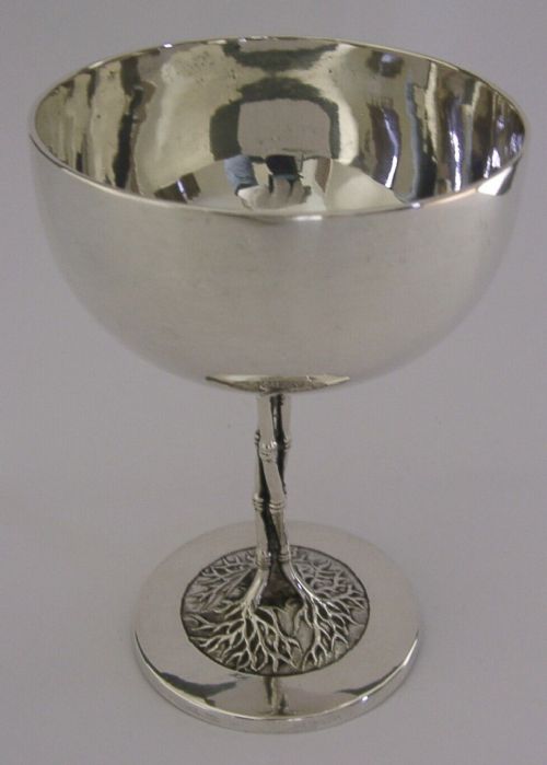 Chinese Export Silver Wine Champagne Goblet Cup C1900 Antique 124g Naturalistic
