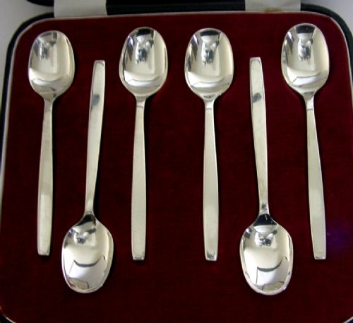 Six Gerald Benney Mid Century Modern Sterling Silver Spoons Chelsea Pat 1966
