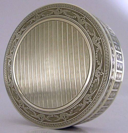 Large 96g French Art Deco Solid Silver Gilt Table Trinket Box C1905 Antique