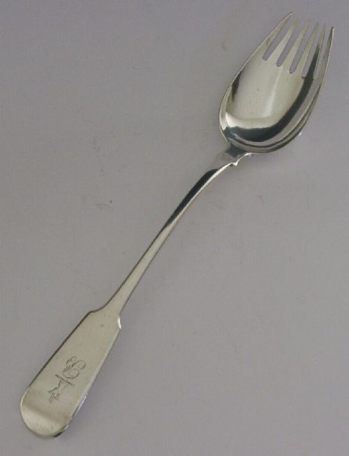 Rare Georgian Sterling Silver Runcible Spoon Fork 125g 1824 Antique