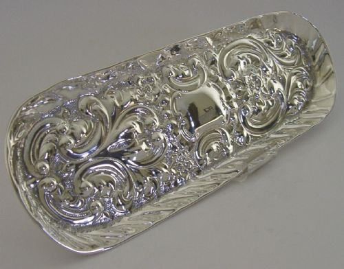 Victorian English Solid Sterling Silver Desk Pen Tray Dish 1900 Antique 80g