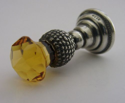 English Sterling Silver Citrine Scottish Thistle Wax Seal 1906 Antique