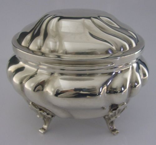 Large 328g German Solid Silver Tea Caddy Jewellery Box C1900 Antique