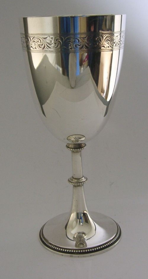 Large Heavy Solid Sterling Silver Wine Goblet Chalice C1920s Barware 170g