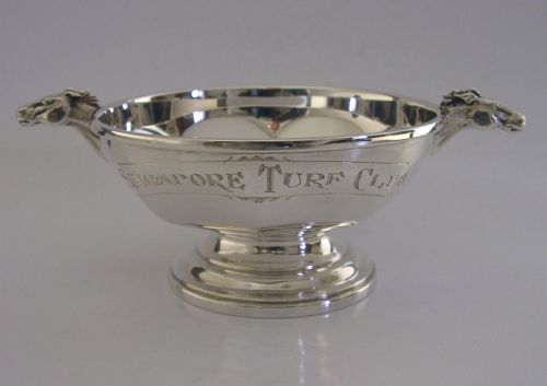 Rare English Sterling Silver Singapore Turf Cup Quaich 1961 Horse Racing