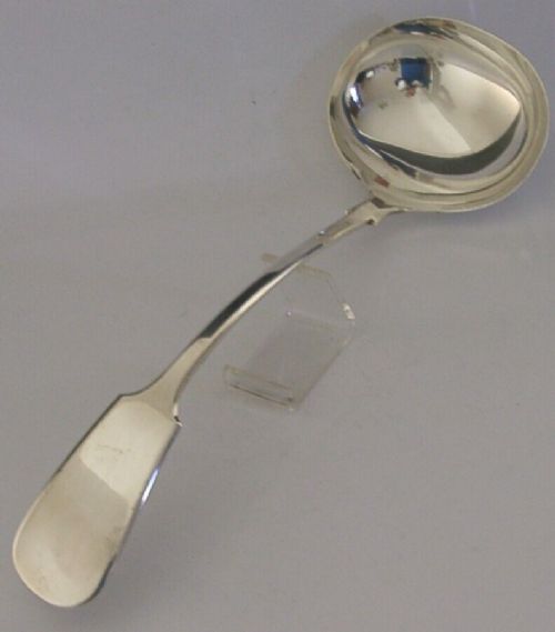 Huge 260g Top Quality Fiddle Pattern Sterling Silver Serving Ladle 1945 English
