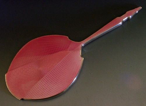Beautiful Art Deco Sterling Silver Pink Enamel Dressing Table Mirror 1939