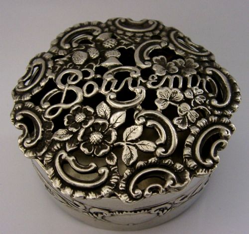 V Rare English Sterling Silver Potpourri Pot 1901 Coronation Souvenir Royalty