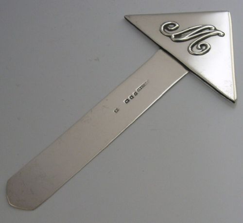 Stunning Large English Sterling Silver Bookmark Antique 1919 Antique Art Deco