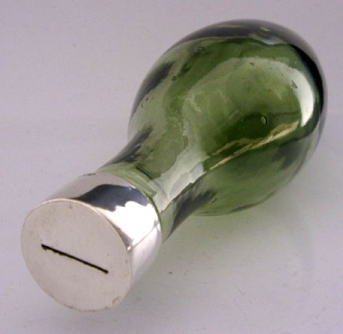 Rare Chester Sterling Silver Topped Money Box Perrier Old Bottle 1912