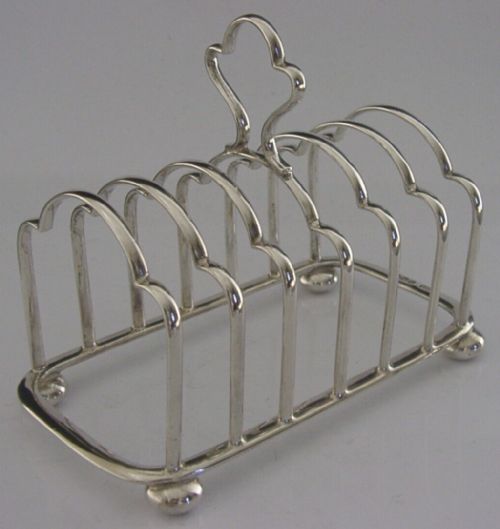 Heavy 144g English Solid Sterling Silver Six Slice Toast Rack 1919 Antique