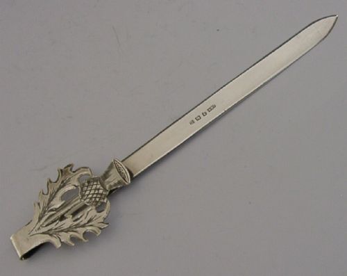 V Rare English Sterling Silver Scottish Thistle Bookmark Antique 1911 5 Inch