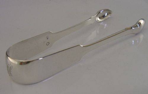 Rare Provincial York Sterling Silver Sugar Tongs 1844 Antique Barber & North