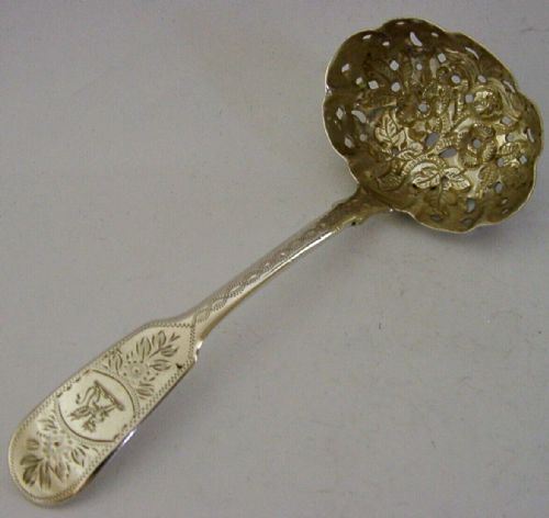 Sterling Silver Halsey Family Crested Crest Sugar Sifter Spoon 1835 William IV