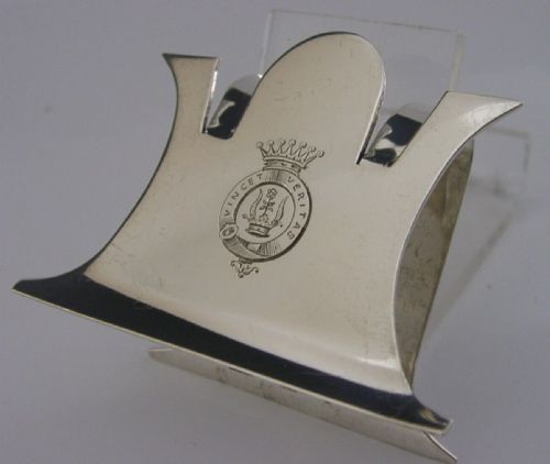Superb Earl Crested Sterling Silver Menu Place Name Holder 1896 Antique