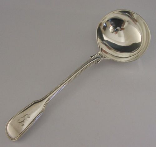 Heavy 62g Fiddle & Thread Pattern Sterling Silver Ladle Victorian Antique 1880