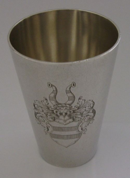 Prussian German Army 800 Solid Silver Von Massow Family Beaker 1902 Military 90g