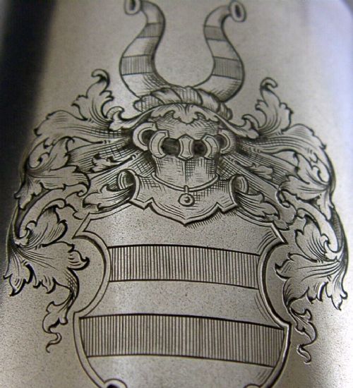 fig 1. PRUSSIAN GERMAN ARMY 800 SOLID SILVER VON MASSOW FAMILY BEAKER 1902 MILITARY 90g