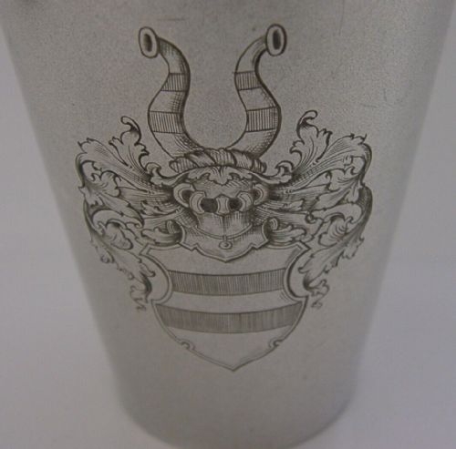 fig 2. PRUSSIAN GERMAN ARMY 800 SOLID SILVER VON MASSOW FAMILY BEAKER 1902 MILITARY 90g