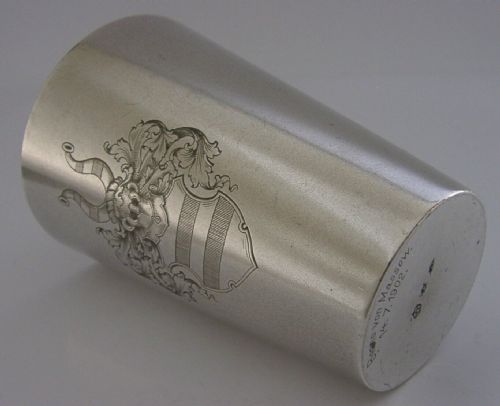 fig 3. PRUSSIAN GERMAN ARMY 800 SOLID SILVER VON MASSOW FAMILY BEAKER 1902 MILITARY 90g