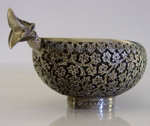 Beautiful Indian Solid Silver Kashkul Bowl C1900 Antique 134g