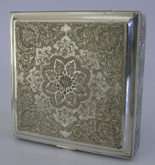 Beautiful Persian Eastern Solid Silver Table Desk Box C1940 Antique Heavy 156g