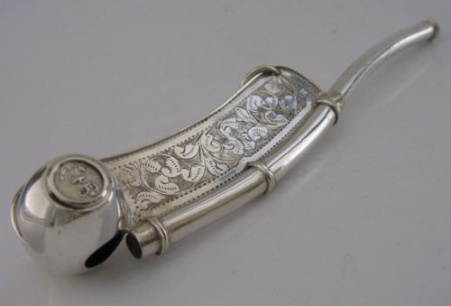 Very Rare English Sterling Silver Royal Navy Bosuns Whistle 1910 Antique Chester