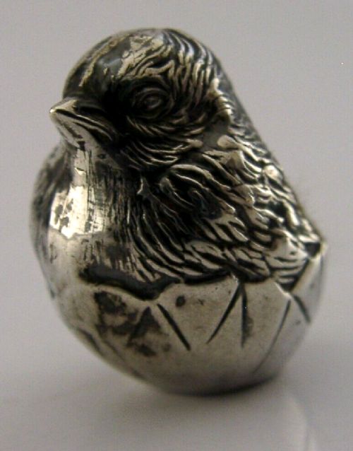 Sampson Mordan Sterling Silver Chick Pin Cushion 1907 Bird Animal Needlework