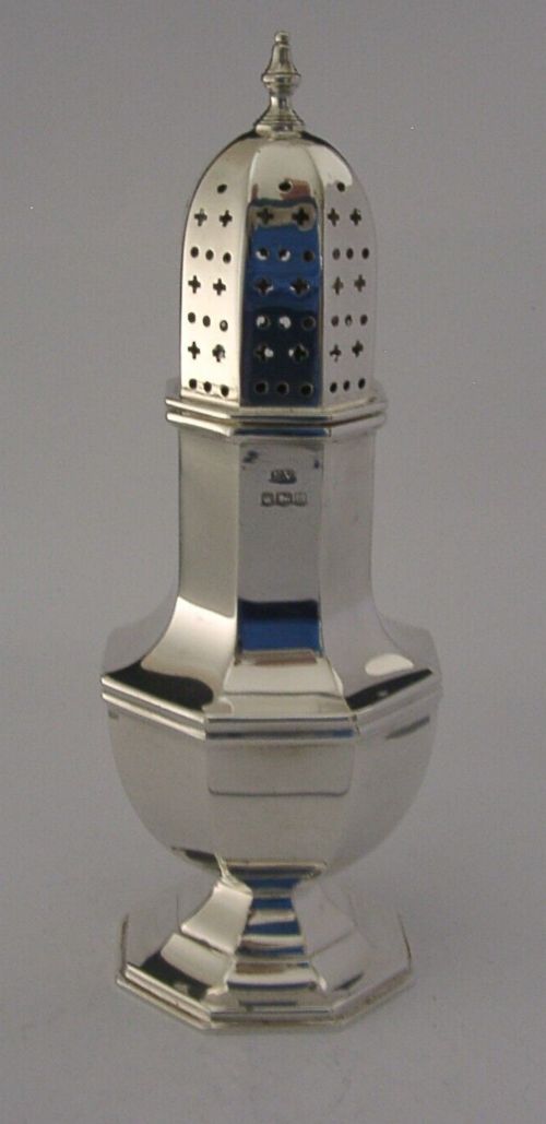 Heavy 176g Mint English Solid Sterling Silver Sugar Caster Shaker 1951