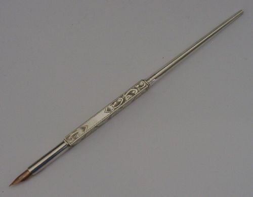 Beautiful English Solid Sterling Silver Dip Pen 1920 Antique Boxed Elgin
