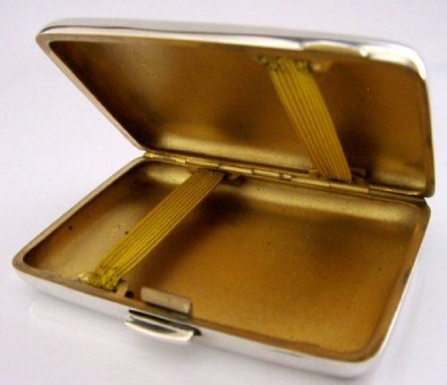 Mint Art Deco Sterling Silver Engine Turned Cigarette Case 1946 Antique 68g