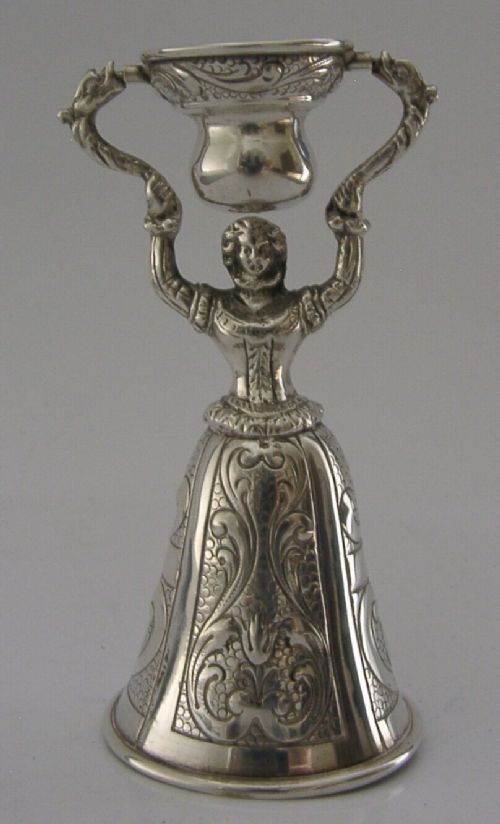 Rare German Hanau Solid Silver Wager Cup Marriage Cup C1900 Antique