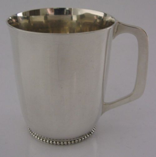 Quality Solid Sterling Silver Christening Cup Mug 1959 English 96g Mid Century