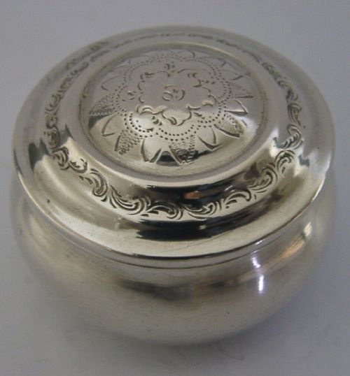 German Solid Silver Trinket Snuff Box C1890 Antique