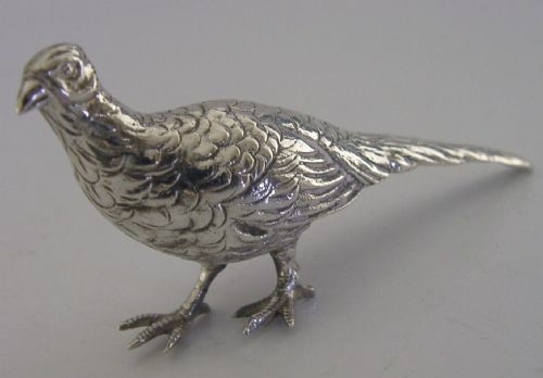 Antique Solid Sterling Silver Pheasant Bird Figure London 1907 Animal 3.5inch