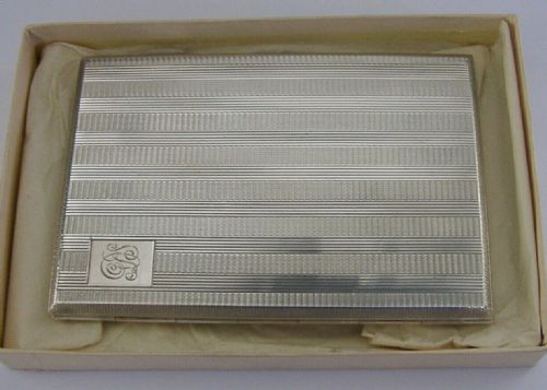 Mint Boxed Art Deco Sterling Silver Cigarette Case 1942 Antique 186g