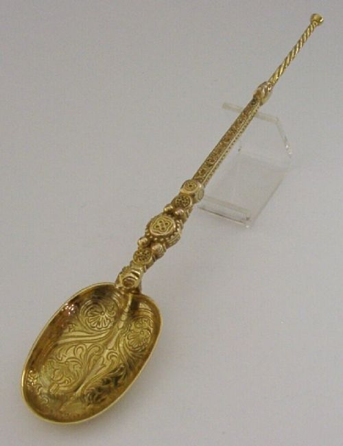 Large English Sterling Silver Coronation Anointing Spoon 1934 Antique Royalty
