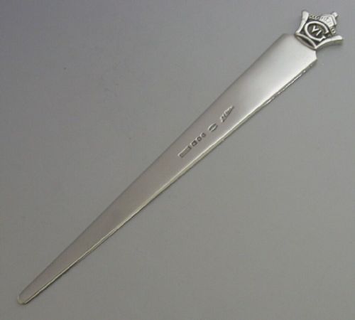 Asprey English Solid Sterling Silver Royal Letter Opener 1937 Desk Item Re Stone