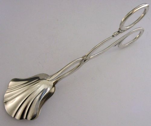 Superb German Solid Sterling Silver Serving Tongs C1920 Antique 76g