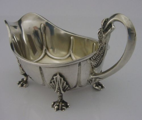 Rare Norwegian 830 Solid Silver Gravy Sauce Boat Jug C1890 Dragestil Antique
