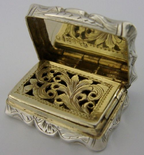Mint English Victorian Sterling Silver Vinaigrette Box 1852 Antique
