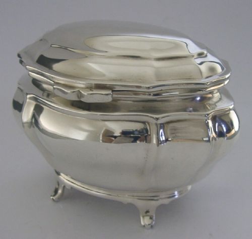 Harrods Elegant English Solid Sterling Silver Tea Caddy Box 1931 Antique 166g