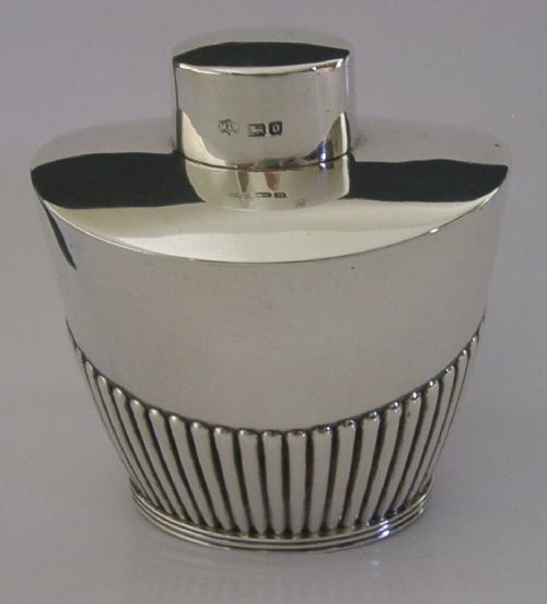 ELEGANT ENGLISH STERLING SILVER TEA CADDY BOX 1906 ANTIQUE HEAVY 160g