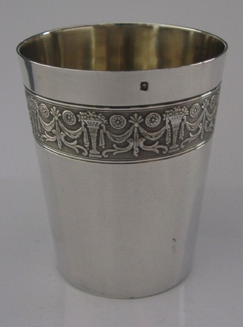 French Solid Sterling Silver Beaker Cup C1900 Stunning Antique 76g Barware